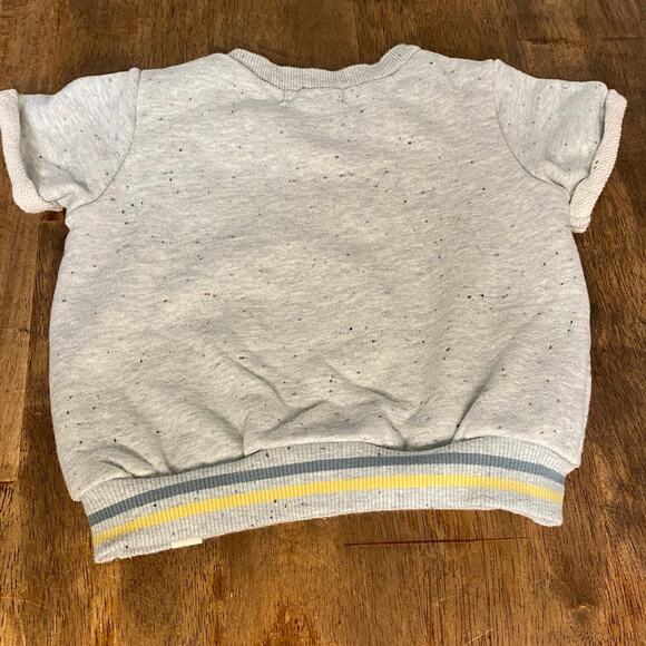 Rabbit Bear gray terry cloth lined wave embroidered short sleeve sweatshirt 24M - Picture 4 of 4